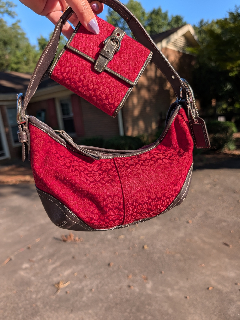 2003 Coach Soho Hobo & Wallet Red Chocolate